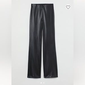 Flared faux leather pants